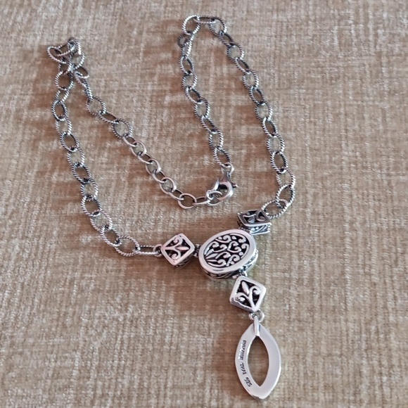 Studio Barse 925 Silver Turquoise Lariat Textured Link Necklace - Picture 8 of 11